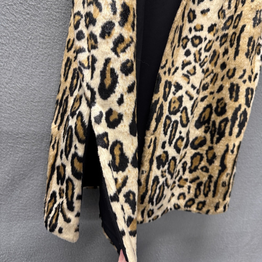 Chico's Vest Womens XL Faux Fur Open Jacket Long Comfy Leopard Print Side Slits - Picture 8 of 10